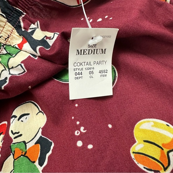Nick and Nora NEW cocktail party PJs Men’s Medium cotton wine Sleepwear - Picture 4 of 12